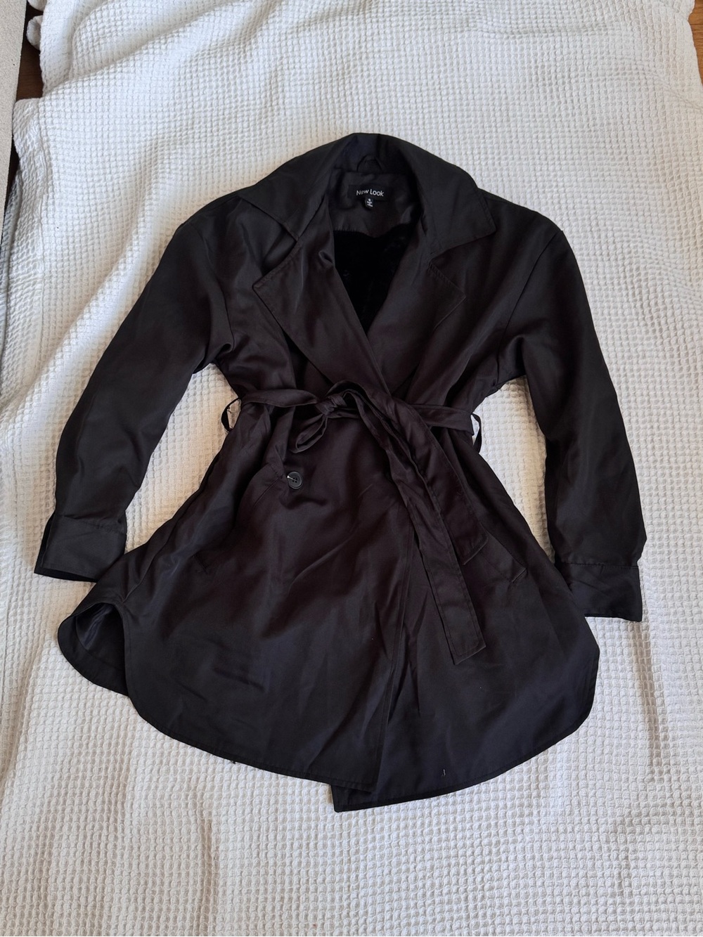 New Look Black Belted Trench Coat - Women's Jacket small
